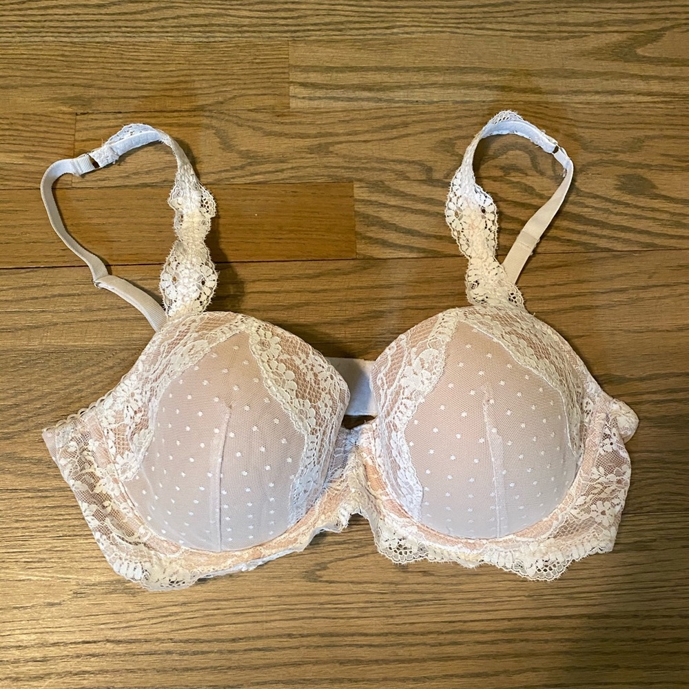 Beige and white lace Bra by Victoria’s Secret